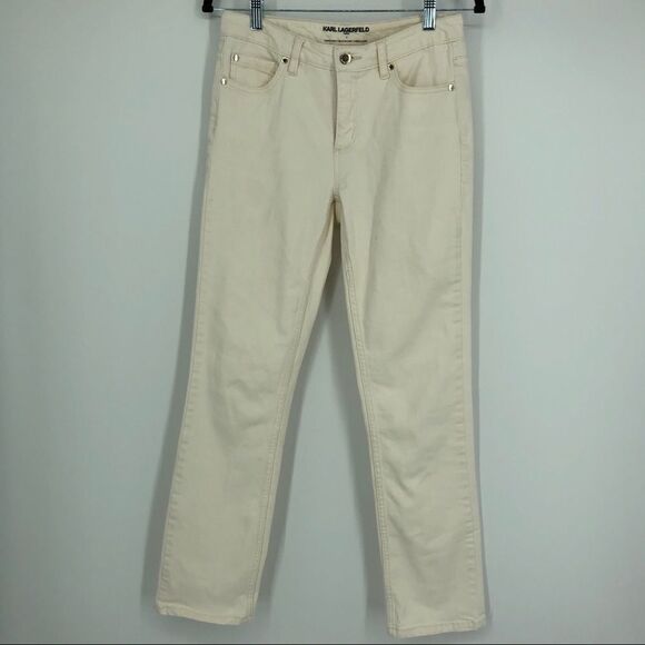 KARL LAGERFIELD White Jeans Straight Leg - Picture 1 of 8